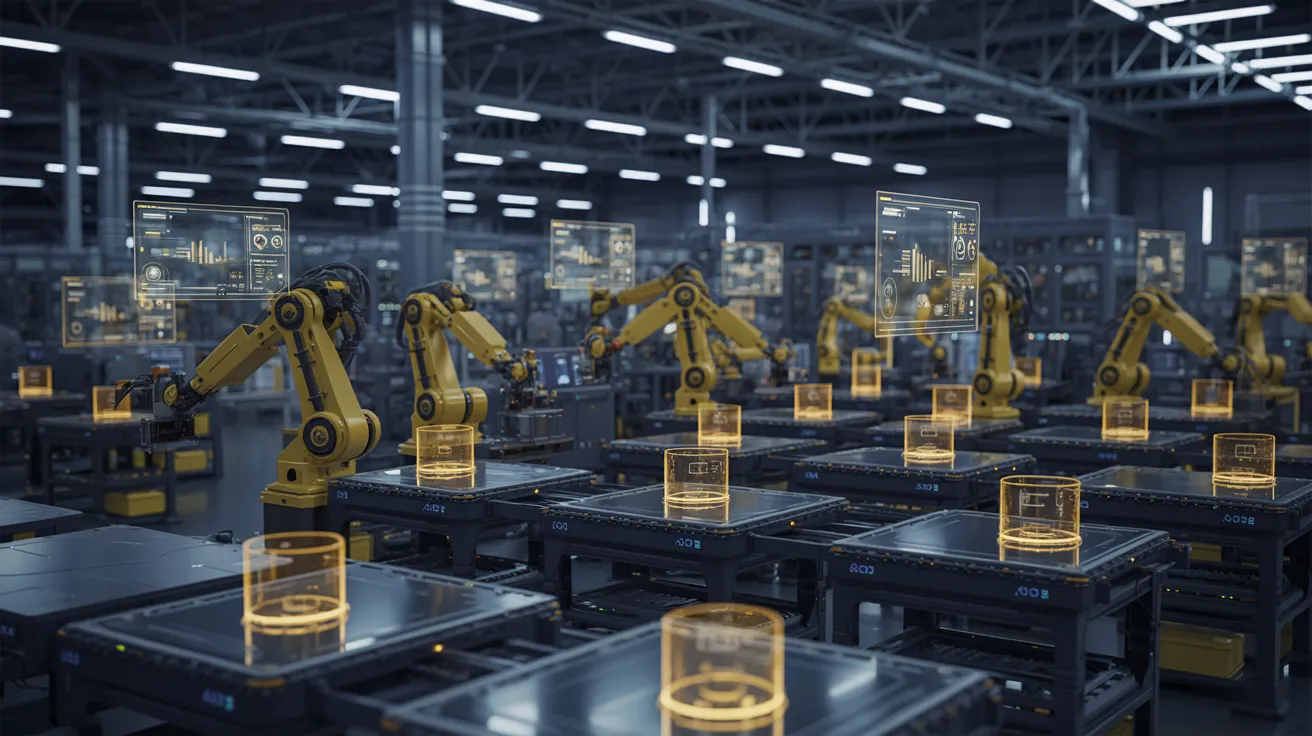 Smart factory floor with IoT sensors and digital transformation technology